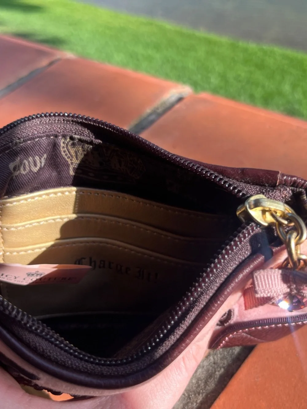 VINTAGE Y2K JUICY COUTURE ROSE EMBROIDERED VELOUR WRISTLET PINK BROWN RARE